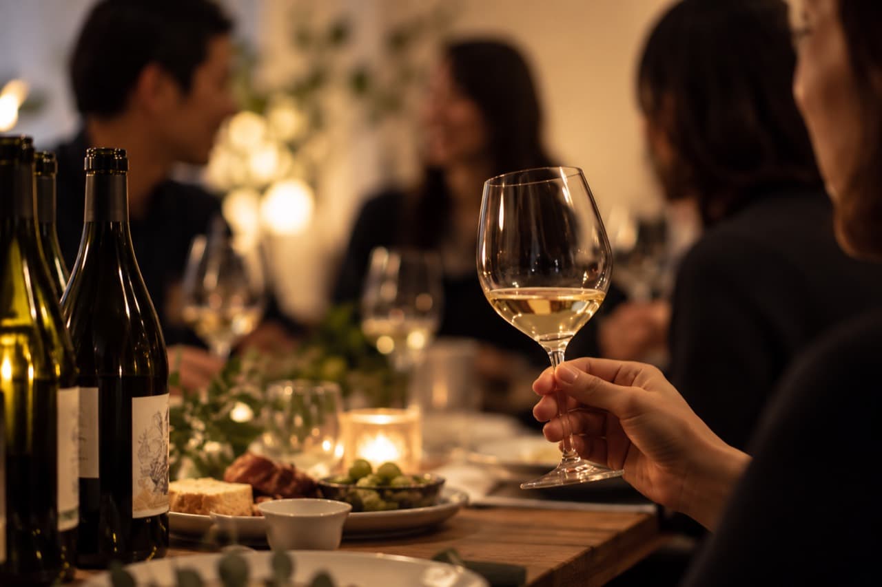 ワインを囲んで会話する人たち